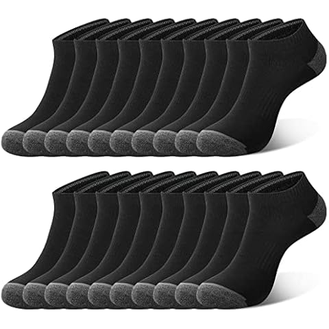 COOVAN 10 Pack Mens Ankle Low Cut Socks Athletic Cushion Casual Socks Cover