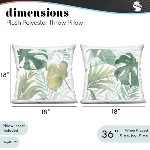 Image of Stupell Industries | Tropical Green Leaves Pattern, 18 x 18 Each