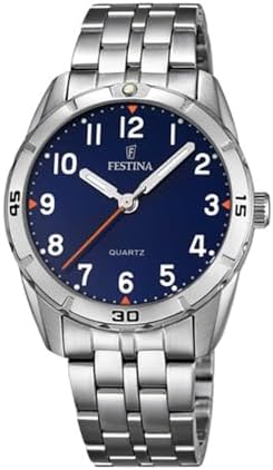 Festina Uniseks analoog kwartshorloge met roestvrij stalen armband F16907/2, blauw, armband