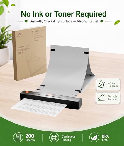 Image of Thermal Printer Paper 8.5 x 11, US Letter Size Inkless Printer Paper