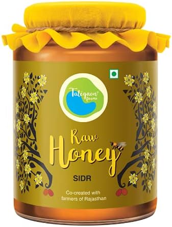 Talegaon Farms Honey | Raw Sidr Honey, 500g Glass Bottle | Unfiltered, Unheated & Unpasteurized Honey