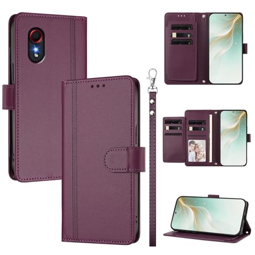 �X�}�z�P�[�X �Ή��@�� for Samsung Galaxy Xcover 5 �X�}�z�P�[�X�y�E�H���b�g�f�U�C�� �f���A���J�[�h�X���b�g �L���b�V�� �t���b�v���X�^���h �����h�~�zViolet