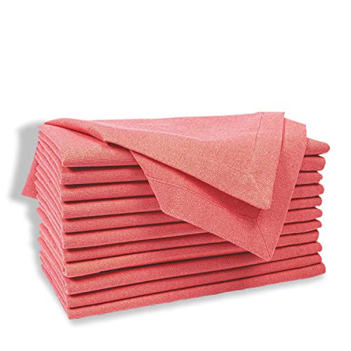 Set de 12 Servilletas de Tela de Algodón Coral 20x20 cm