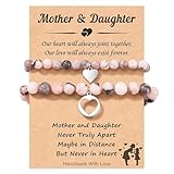 Diseño exquisito: con un diseño refinado y cuentas de piedra natural, este juego de pulseras madre-hija muestra un corazón de amor excavado para simbolizar la profunda emoción entre madre e hija. Además, agrega un sabor delicioso a su vínculo especial