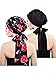 2 Pièces Écharpe de Tête en Satin Doux Bonnet de Sommeil Headwear Turbans de Couvre-Chef pour Femme (Jeu 1)