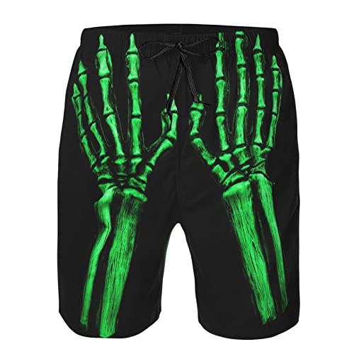 Skeleton Hand Glow in The Dark Men's Swim Trunks Quick Dry Beach Shorts with Pockets 3X-Large4