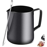 Brocca Per Latte In Acciaio Inox 350ml - Con Cucchiaio E Penna Per Decorazione Caffè - Barista - Foto 9