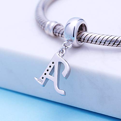 925 Sterling Silver Charms Alphabet Beads Fit Pandora Charm Bracelets A-Z Letter Initial Spacer Dangle Clear Cz Stone Authentic For Snake Chain Bracelets #TOP2