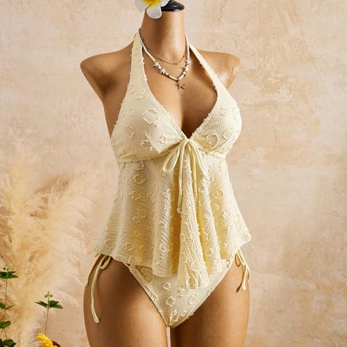 Traje de baño cuello halter con lazo ajustable y almohadilla para playa 5