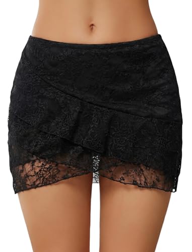 Avidlove Mini Skirt for Women Lace Ruffle Micro Short Skirts - image 1