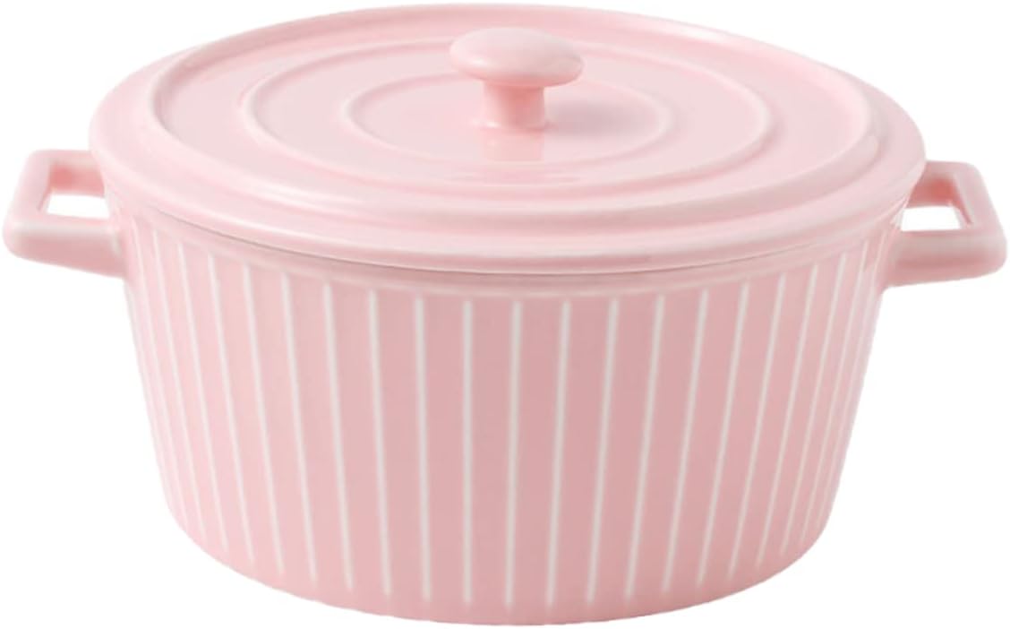 Ceramic Insulated Lunch Box with Double Handles and Lid Soup Bowl for Ramen Salad and Snacks Microwave and Dishwasher Safe for Meals