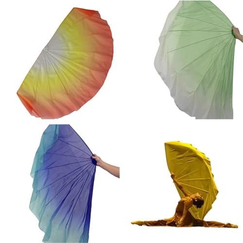 Abanicos de seda velo grande accesorios baile mango plegable gasa para danza tradicional 2