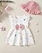 sweetabby Newborn Baby Girl Clothes Summer White Linen Dress Infant Ruffle Sleeve Heart Dresses Cute Princess Beach Sundress 2 Pieces Baby Outfit 0-3 Months