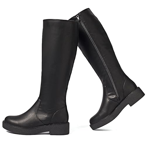 Ruiee Womens Knee High Boots Fall Winter Fashion Boot. | Riding, Casual Versatile, Lug Sole, Comfort, Faux Leather, Round Toe, Side Zipper