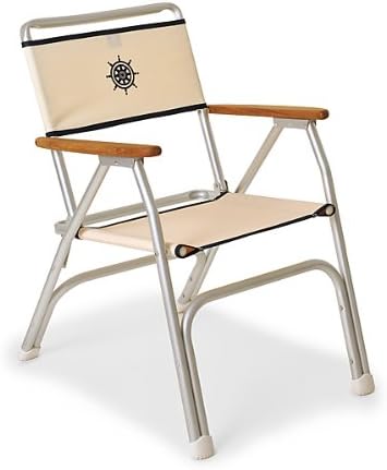 FORMA MARINEBoat Chair Off White Deck Folding Marine Aluminum Teak Furniture M100W