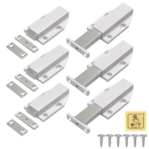 Push to Open Drawer Latch Jiayi 6 Pack Heavy Duty Magnetic Cabinet Latches for Large Door Push Release Magnet Latch Door Drawer Spring Opening Press Out Catch Kitchen Hardware