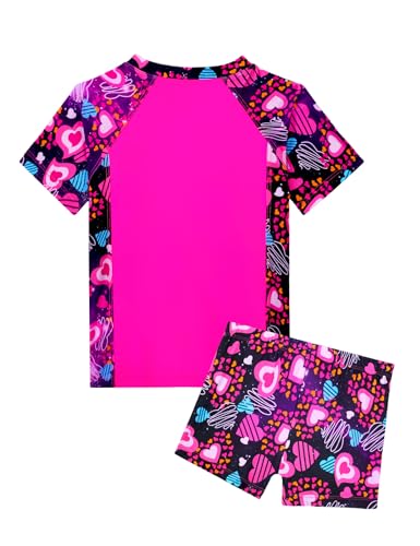 Girl Swimsuits 2 Pieces Multicolor Short Sleeve Quick Dry Durable Rash Guard Set with Shorts2