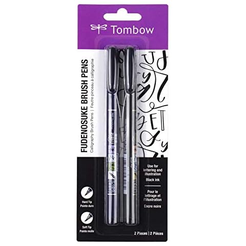 Tombow Fudenosuke Brush Pens, Black, 2 Pieces Cover