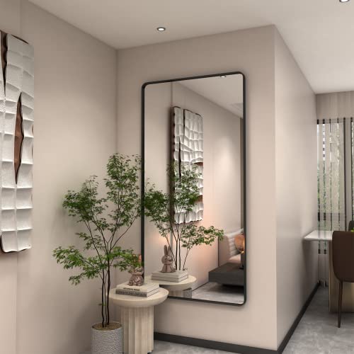 Vanlio 60X28 Black Bathroom Mirror, Large Matte Framed Bathroom Mirror For Wall, Modern Rectangle Vanity Wall Mirror, Round Coner, Tempered Glass(Horizontal/Vertical) #TOP5