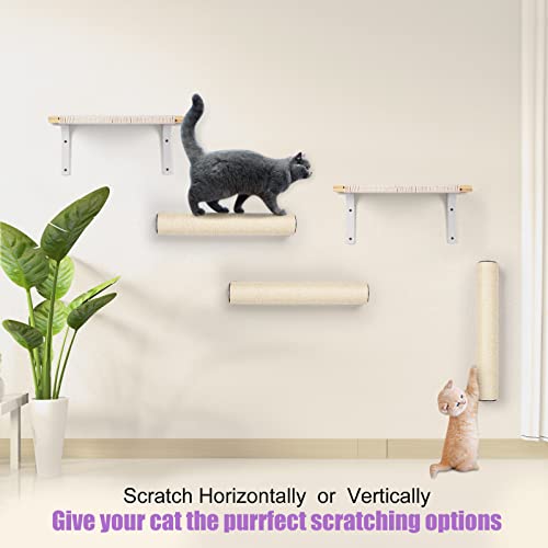 Rascador para gatos de pared BEBOBLY con soga de sisal y madera miniatura 6