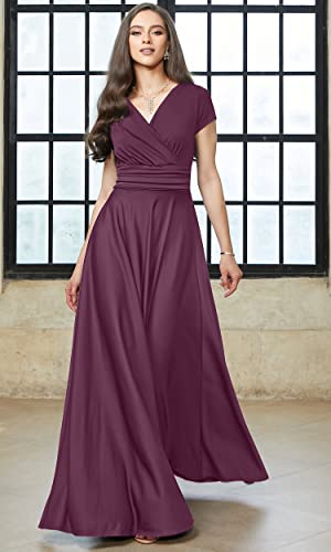 Image of KOH KOH Womens Sexy Cap Short Sleeve V-Neck Flowy Cocktail Gown