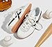 LUCKY STEP Women's Classic Retro Sneakers Casual Fashion Gum Sole Trainer Cow Suede Running Walking Shoes(White/Black,8.5)