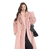 [Luvian] レディース 毛皮コート ロングコート ミンクベルベットコート アウター ボアコート 防寒コート 秋冬服 フェイクファーコート 長袖コート ミンクコート 女性 もこもこ 冬 柔らかくて快適 防風性 中厚手 ファッション 上品 大きいサイズ (JP, アルファベット, XL, ピンク（中綿入り）)