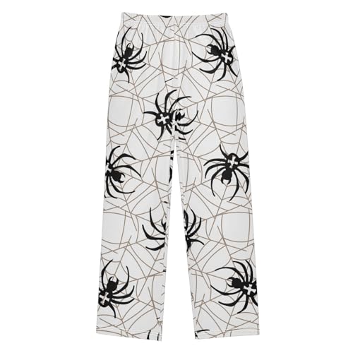 Spider on White Boys Pants Boys Athletic Pants Long Pant for Boywith Pockets Wide-Leg Size 6-14Y