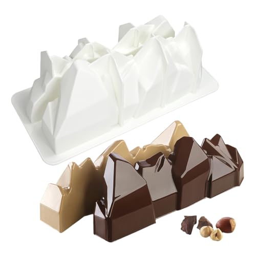 mostsom Silicone Mold - 11 Inch Non-Stick Cake Baking Pan for Cake, Chocolate, Candy, Soap - Flexible & Durable, Easy Release, BPA-Free (D_ Snow Mountain)