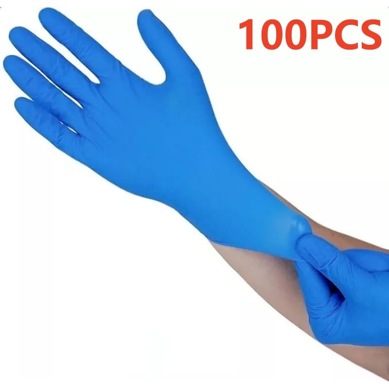 20/50/100 pezzi 4Mil Guanti monouso in nitrile blu resistenti, industriali, giardinaggio, senza lattice, protettivi, pulizia, sicurezza sul lavoro(Blue 100PCS,L)