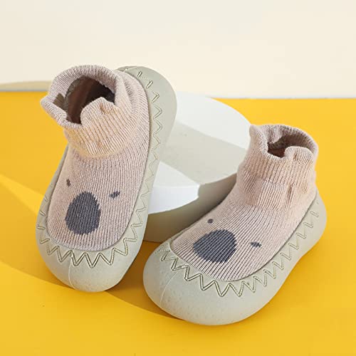 Toddler Floor Socks Children Toddler Shoes Cartoon Pattern Girls Boys Sandals Baby Sandals Casual Summer Baby Shoes (Khaki, 2 Years Toddler)2