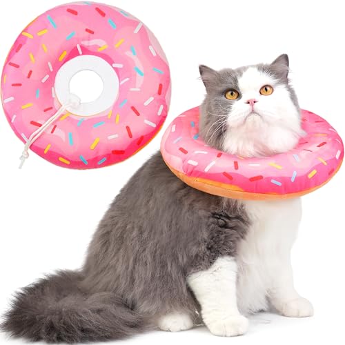 Hpetppy Cat Cone Collar Soft, Cat Recovery Collar for Wound Healing Cute Donut Adjustable Kittens Cones to Stop Licking Comfortable Lightweight Neck Elizabethan Collars for Cats Kittens After Surgery