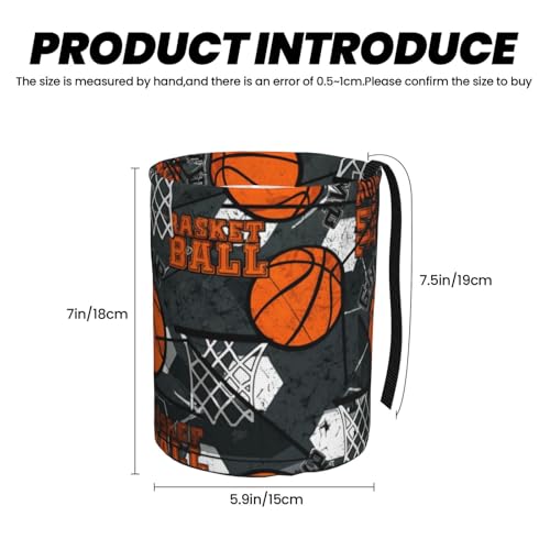 Image of Small Car Trash Can, Cool Basketball Design Hanging Foldable Car Trash Bag, Waterproof Leakproof Garbage Bin, Car Interior Organizer Accessories