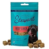 Stewart Single Ingredient Freeze Dried Raw Dog Treats, Beef Liver, 2 Ounce, Approx. 45 Pieces per Resealable Pouch, Training Treats or Meal Topper, High Protein, Grain Free, Gluten Free