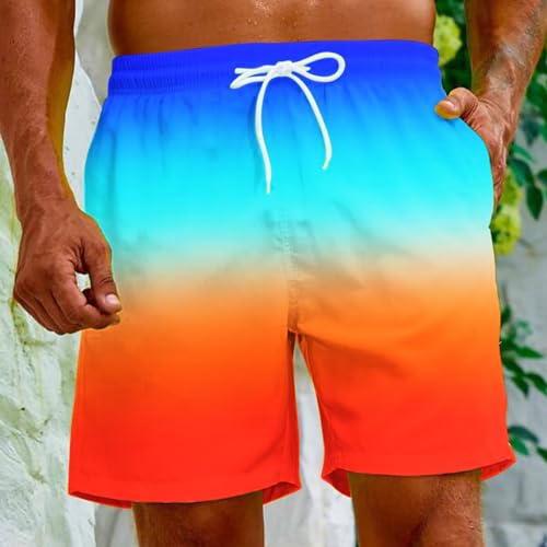 Muscularfit Swimsuit Men 5 Inch Inseam Bathing Suits Hawaiian Color Block Swim Trunks Beach Surfing Board Shorts with Pockets2