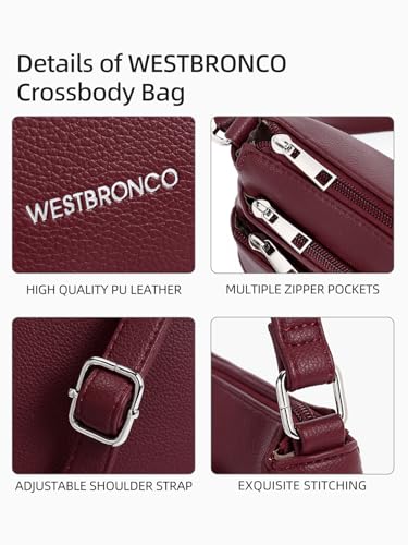 Image of WESTBRONCO Crossbody Bags for Women, Medium Size Shoulder Handbags, Satchel Purse with Multi Zipper Pocket
