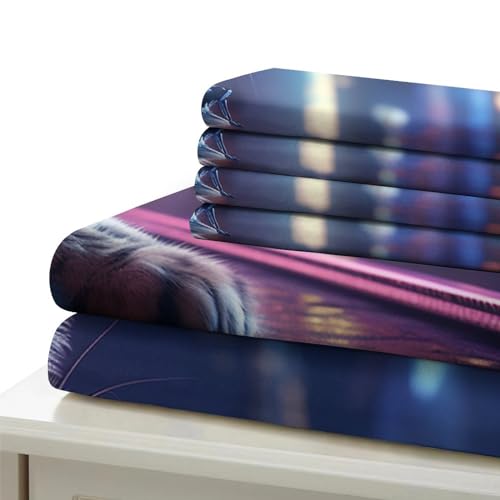 Ensemble de literie microfibre double avec impression chaton Cyberwind - 6