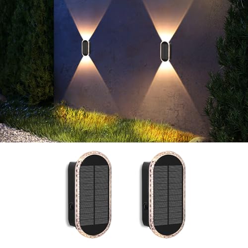 Applique Murale Extérieur Solaire A.bigwhale Lot de 2 Lampes LED Étanche 3 Couleurs