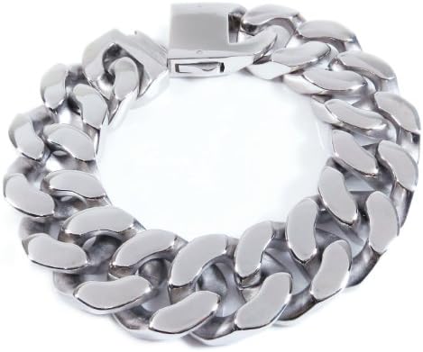 Steelmeup Stainless Steel Huge Heavy Polish Men Curb Chain Bracelet 20mm 8.5 inch