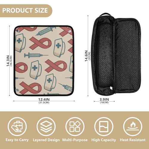 Estuche de viaje 2 en 1 para plancha y rizador con alfombrilla resistente al calor, organizador de accesorios para peinado, bolsa retro médica para mujeres miniatura 4