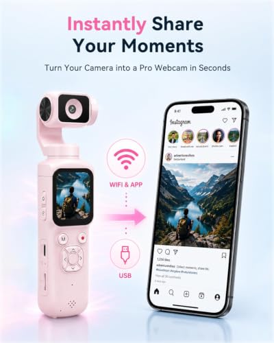 Image of 4K Vlogging Camera, Pocket Camera for Beginners | PDAF Autofocus, 330 AI Face Tracking, EIS Anti-Shake, Lightweight, WiFi App Control, Webcam Function, Touchscreen (BLUSHPINK)