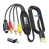 VHS to Digital Converter, avedio links USB2.0 Video Cpture Card, RCA AV to USB Audio Video Converter, 1080P Video Capture Device Convert VHS VCR DVD to Digital Adapter, Compatible with Windows, Mac OS