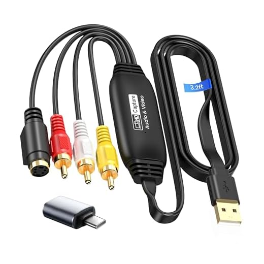 VHS to Digital Converter, avedio links USB2.0 Video Cpture Card, RCA AV to USB Audio Video Converter, 1080P Video Capture Device Convert VHS VCR DVD to Digital Adapter, Compatible with Windows, Mac OS