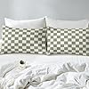 Erosebridal Plaid Bed Sheets Full Beige Sage Green Checkerboard Bedding Geometric Checkered Sheet Set for Kids Boys Girls, Aesthetic Grid 1 Fitted Sheet 1 Flat Sheet 2 Pillow Cases #4