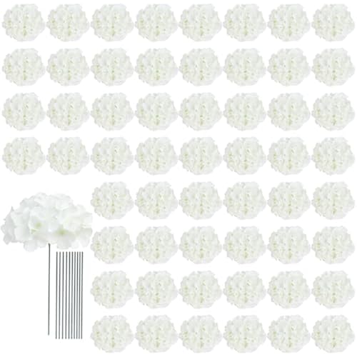 AVIVIHO 65pcs White Hydrangea Artificial Flowers Bulk Faux Hydrangeas