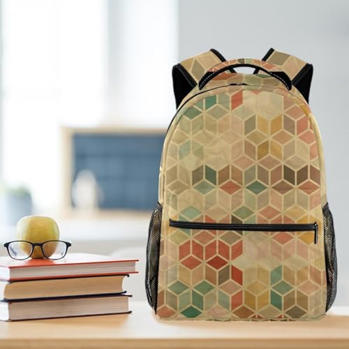 Sac à dos d'école beau losange hexagonal multicolore pour affirmer son style - 5