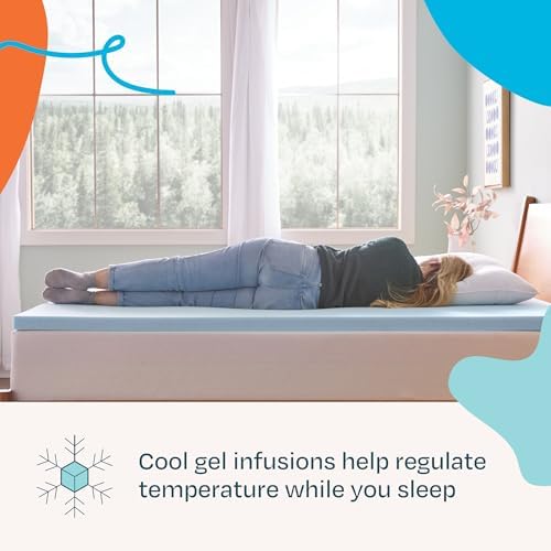 Linenspa Memory Foam Mattress Topper, Queen Size - 2 Inch Gel Infused Memory Foam - Plush Feel - Cooling and Pressure Relieving - CertiPUR Certified