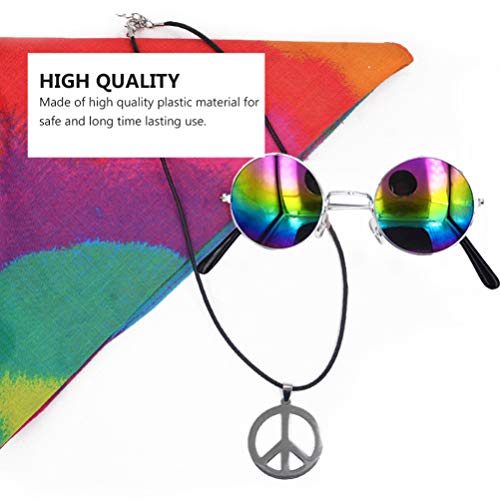 KESYOO Conjunto de 3 peças de fantasia hippie 60s 70s Óculos de sol Brincos de Sinal de Paz Colar Hi
