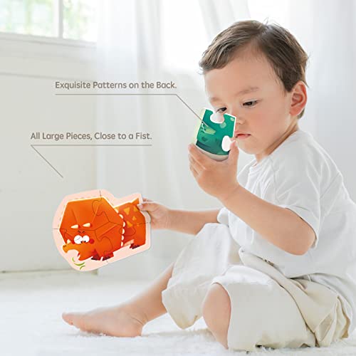 Image of Toi 6 Packs Large Piece Toddler Jigsaw Puzzles for Kids Aged 2.5+, Animal Shaped Floor Puzzles for Beginner, Preschool Learning Game for Boys Girls, Dinosaur | My First Puzzle, Animal Shaped Floor Puzzles for Beginner, Preschool Learning Game, Educational Activity for Boys Girls Gift