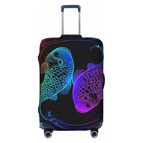 Travel Luggage Suitcase Protector Zipper Baggage Protector Fits 19-32 inch Luggages, Anti-Scratch Luggage Case Protective Cover, Washable, Constellation Zodiac Sign Pisces